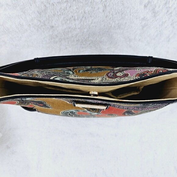SPARTINA 449 Daufuskie Island Paisley Print Linen Black Leather Shoulder Bag - Picture 11 of 16